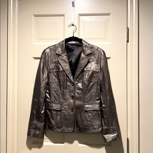 Metallic leather jacket